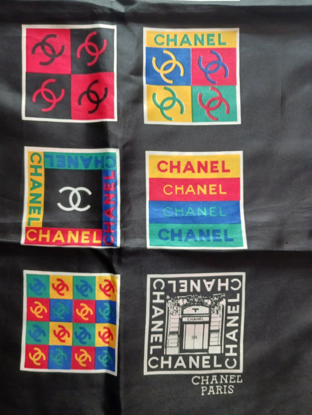Vintage Chanel Logo Silk Scarf 35" - Picture 6 of 7